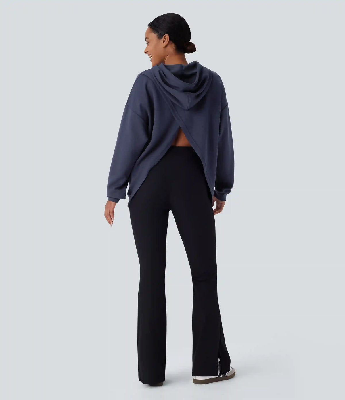 Hooded Drawstring Long Sleeve Kangaroo Pocket Crossover Casual Sweatshirt