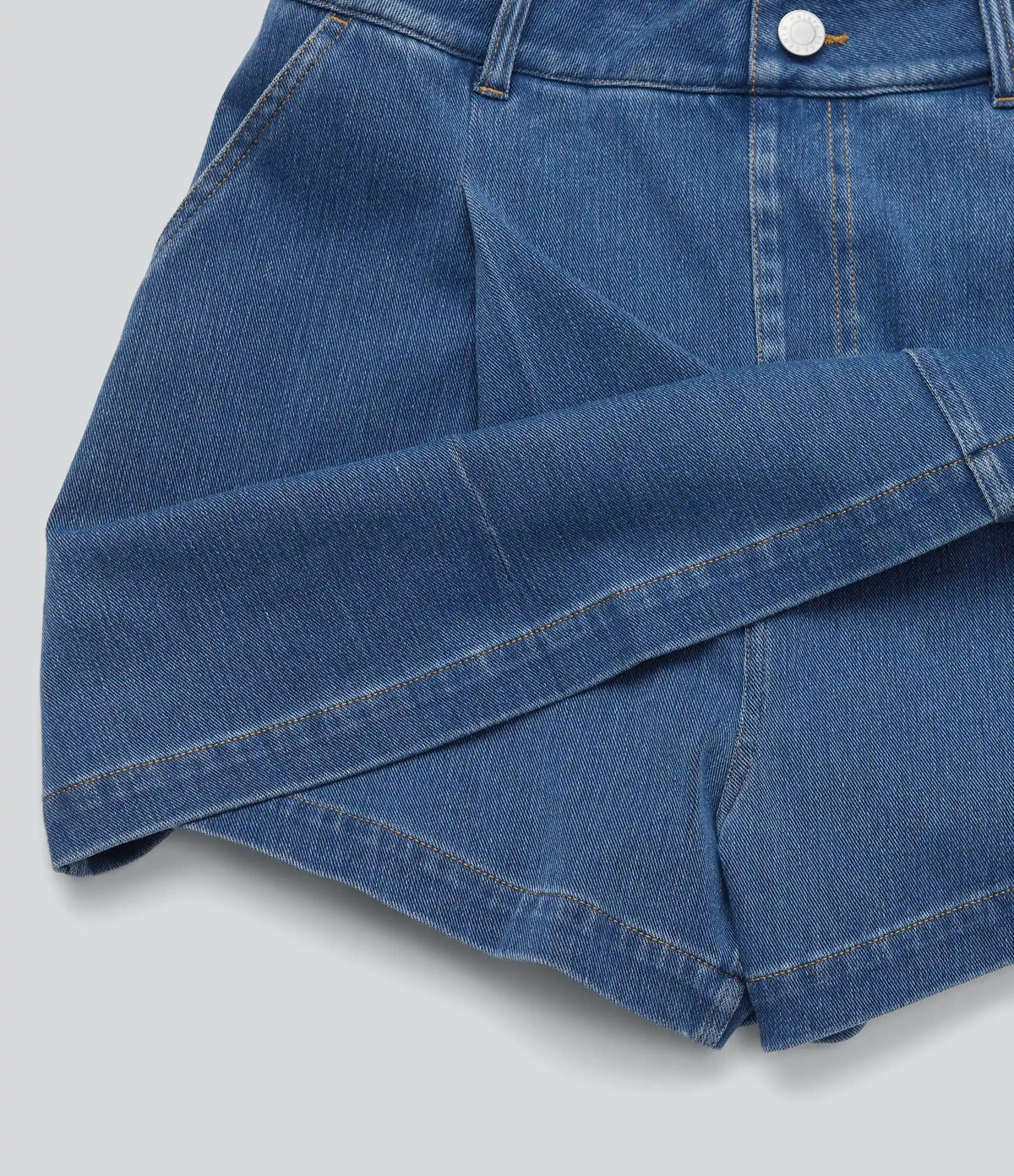 Halara Flex™ High Waisted 2-in-1 Washed Stretchy Knit Denim Casual A-line Skort with Pockets