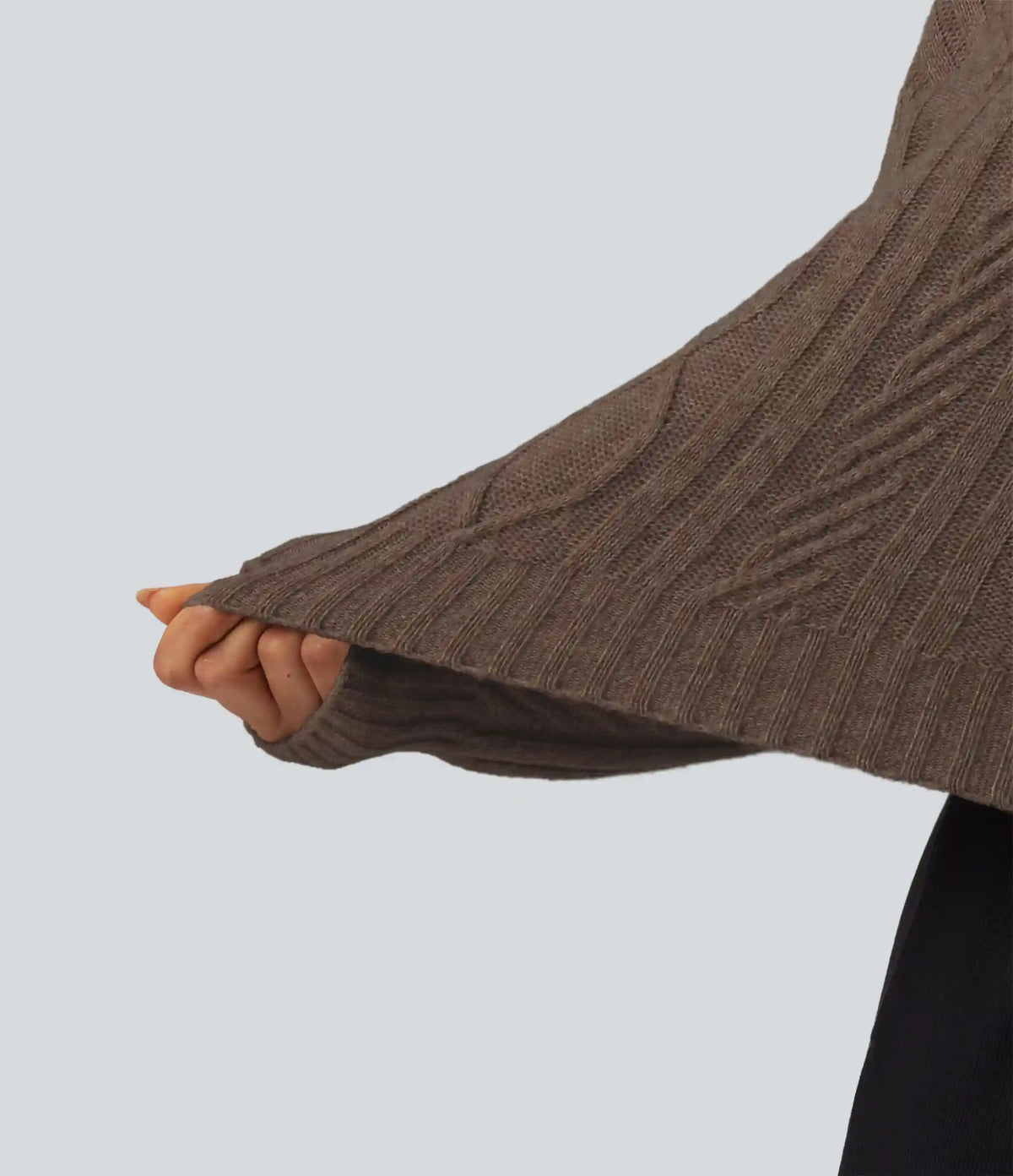 Cable Knit Hooded Long Sleeve Lounge Sweater