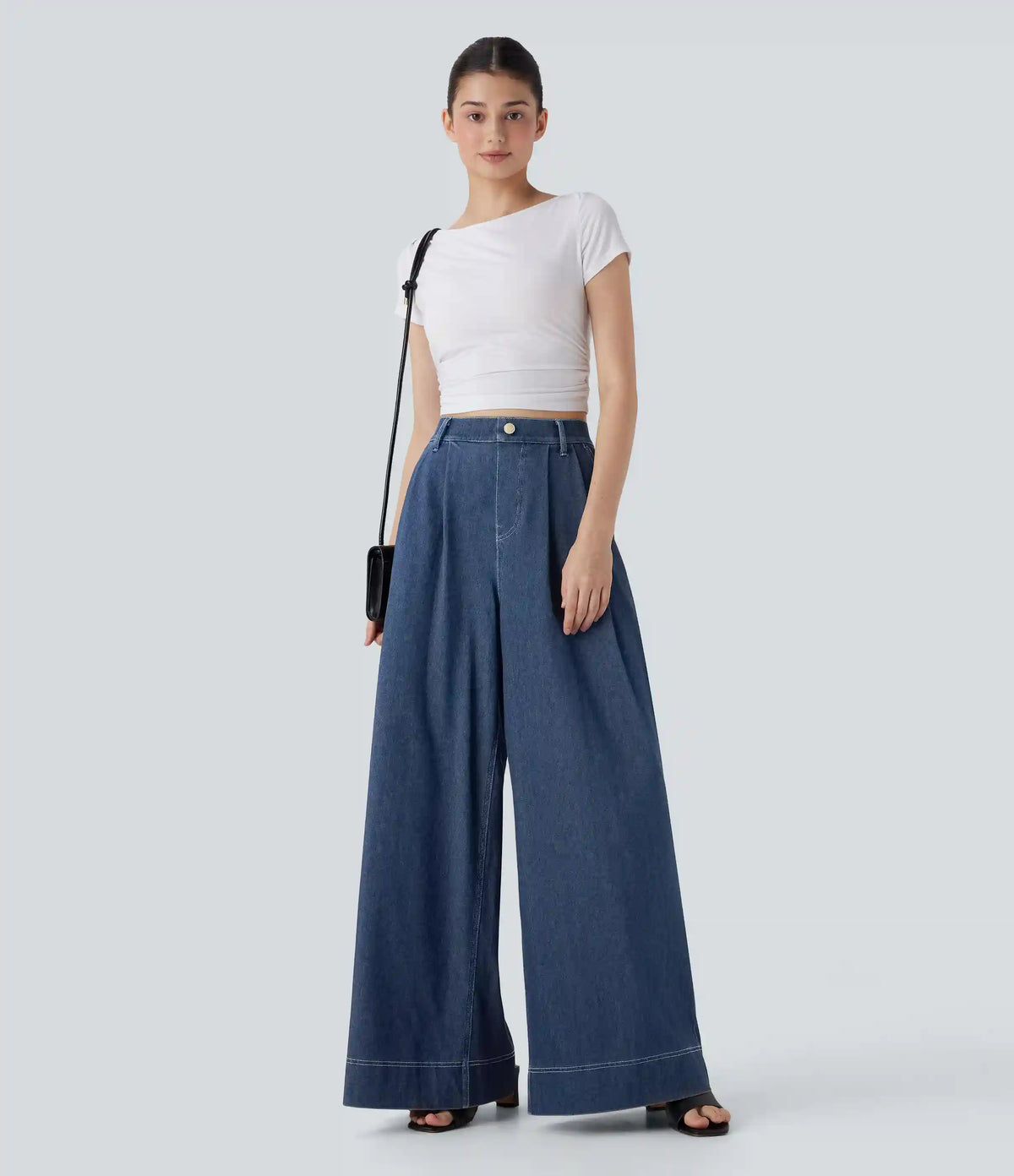 Halara Flex™ High Waisted Wide leg InstantCool Denim Casual Jeans with Pockets