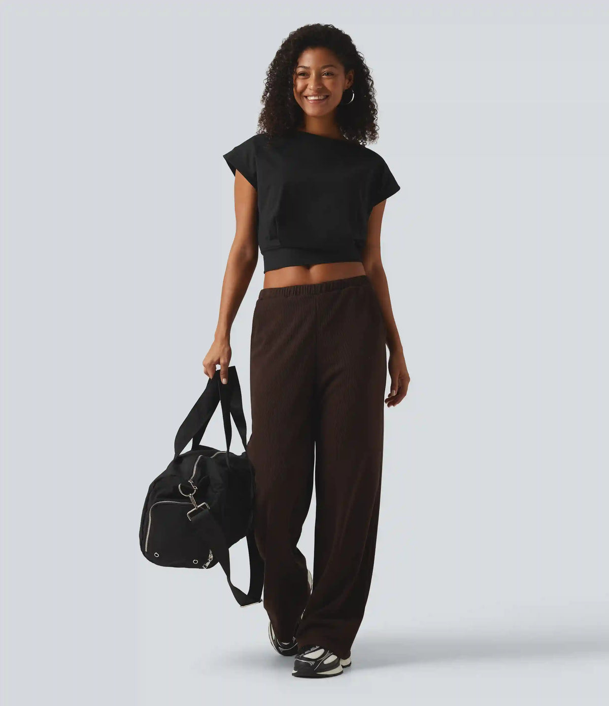 Round Neck Batwing Short Sleeve Cropped Yoga Sports Top