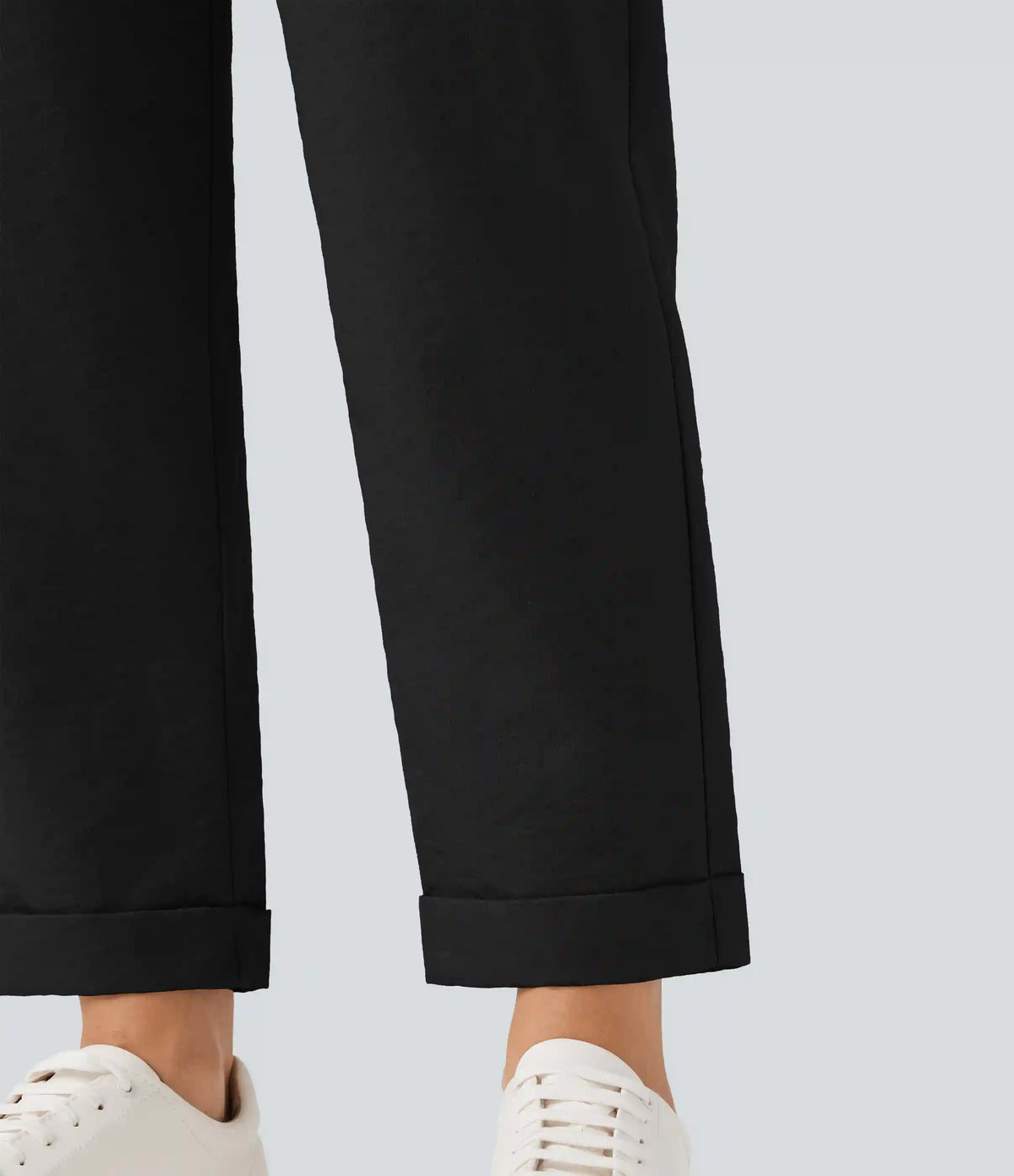 High Waisted Drawstring Tapered Casual Linen-Feel Pants with Pockets