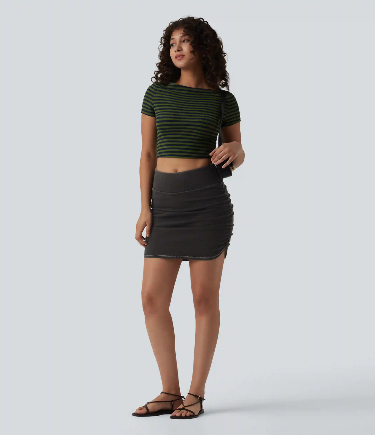 Halara Flex™ Mid Rise Tummy Control Ruched Bodycon Denim Mini Casual Skirt