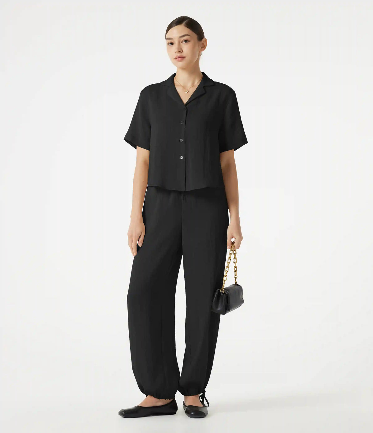 High-waisted Drawstring 2-in-1 Work Linen-Blend Barrel Leg Pants with Pockets