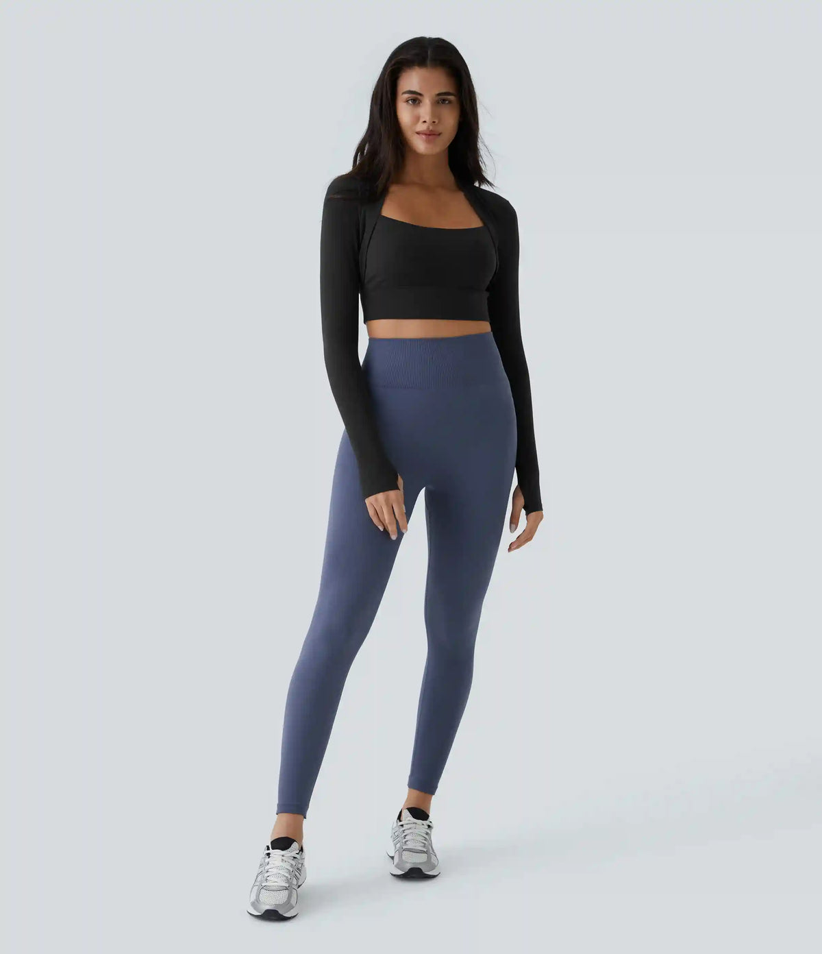 SoftlyZero™ Plush Long Sleeve Thumb Hole 2-in-1 Cropped Yoga Sports Top