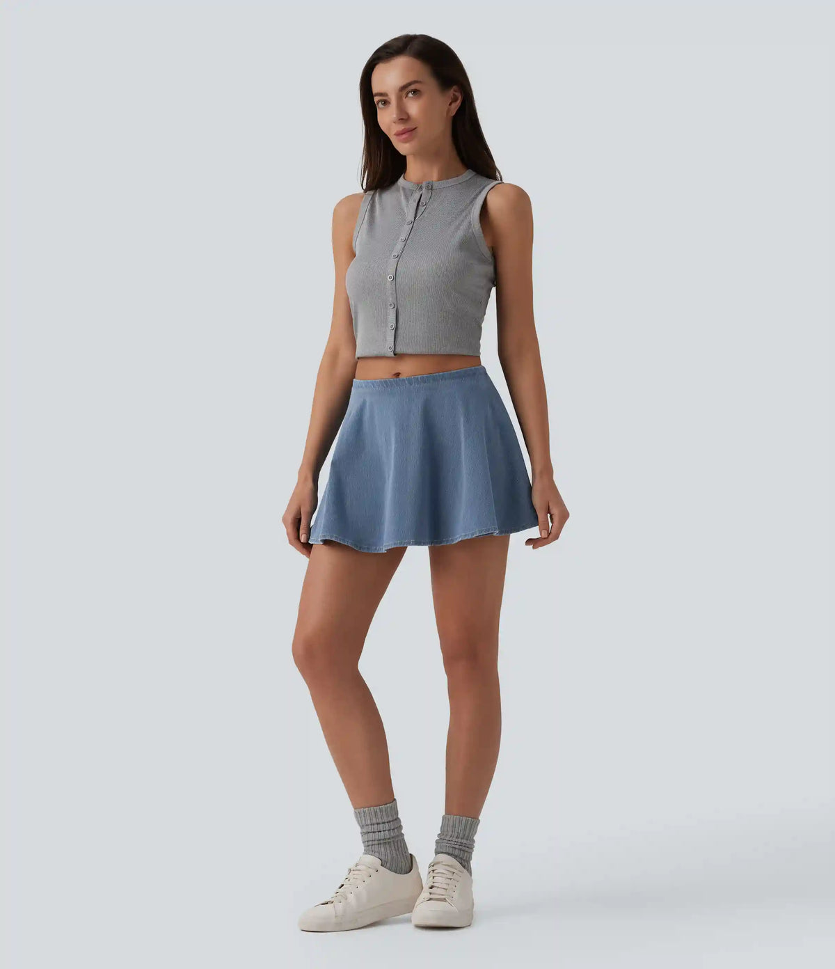 Halara Flex™ Mid Rise A-ine Denim Casual Skort