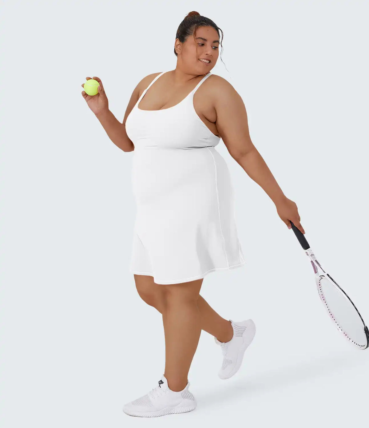 Everyday SoftlyZero™ Plush 2-in-1 Flare Plus Size Activity Dress-Wannabe-Longer Length