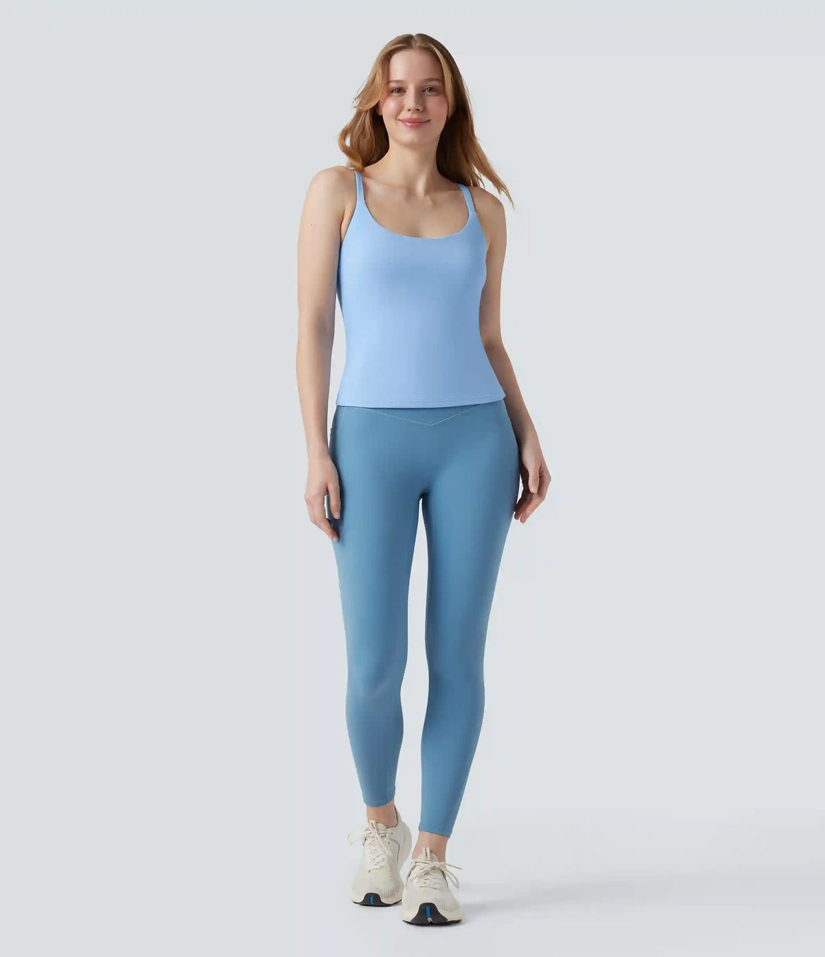 Scoop Neck Crisscross Back Crossover Hem Yoga Cami Top