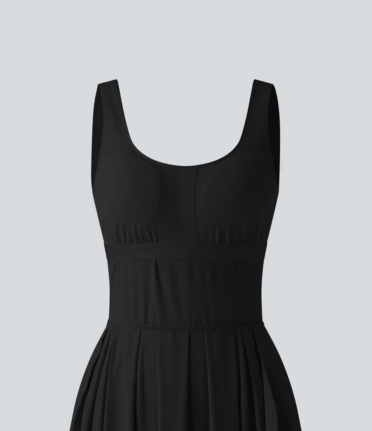U Neck Built-in Bra Flowy Midi Casual Tank Dress with Pockets