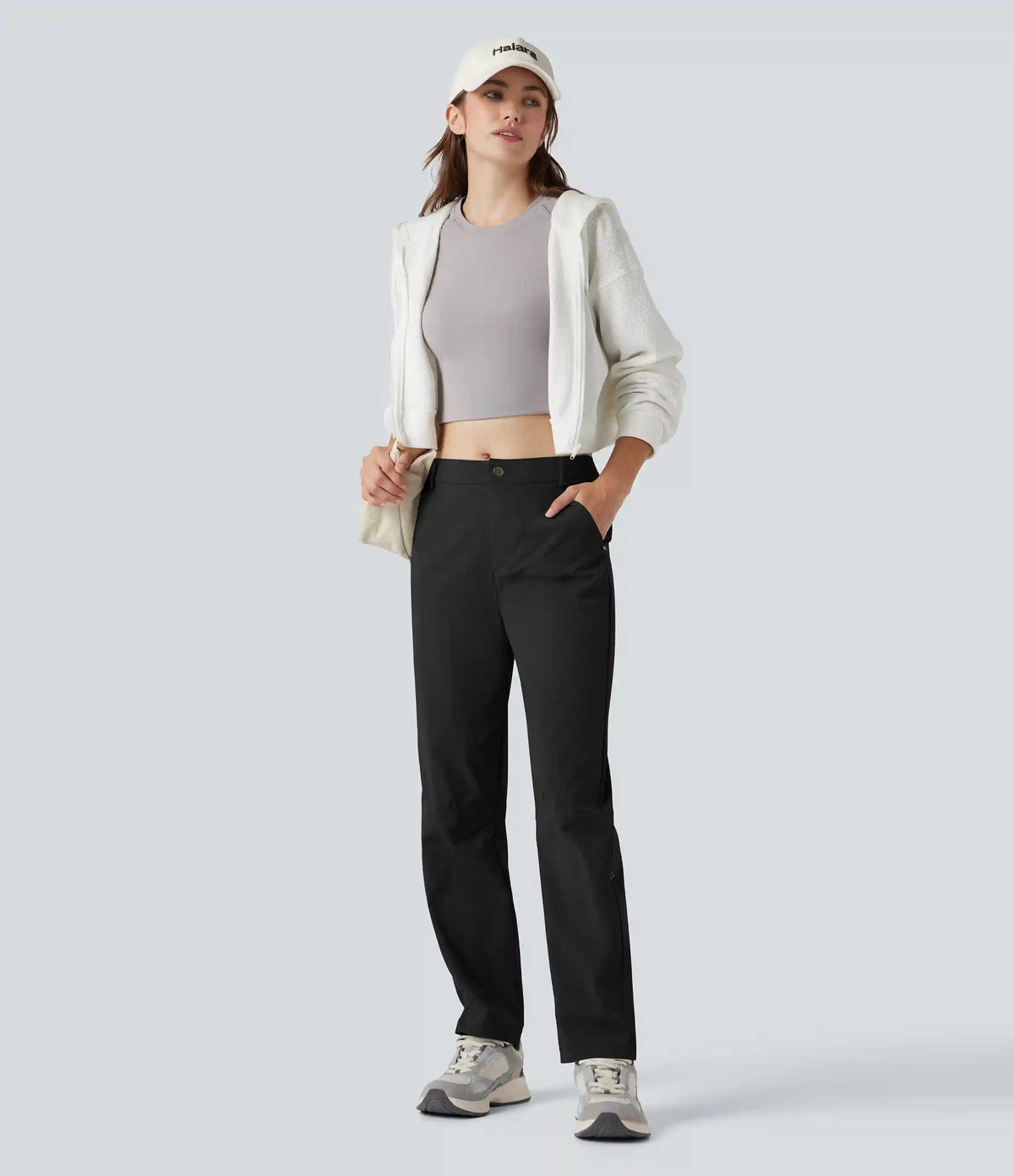 Durable Water Repellent Mid Rise Straight Leg Hiking Pants with Pockets-Adjustable Pant Length