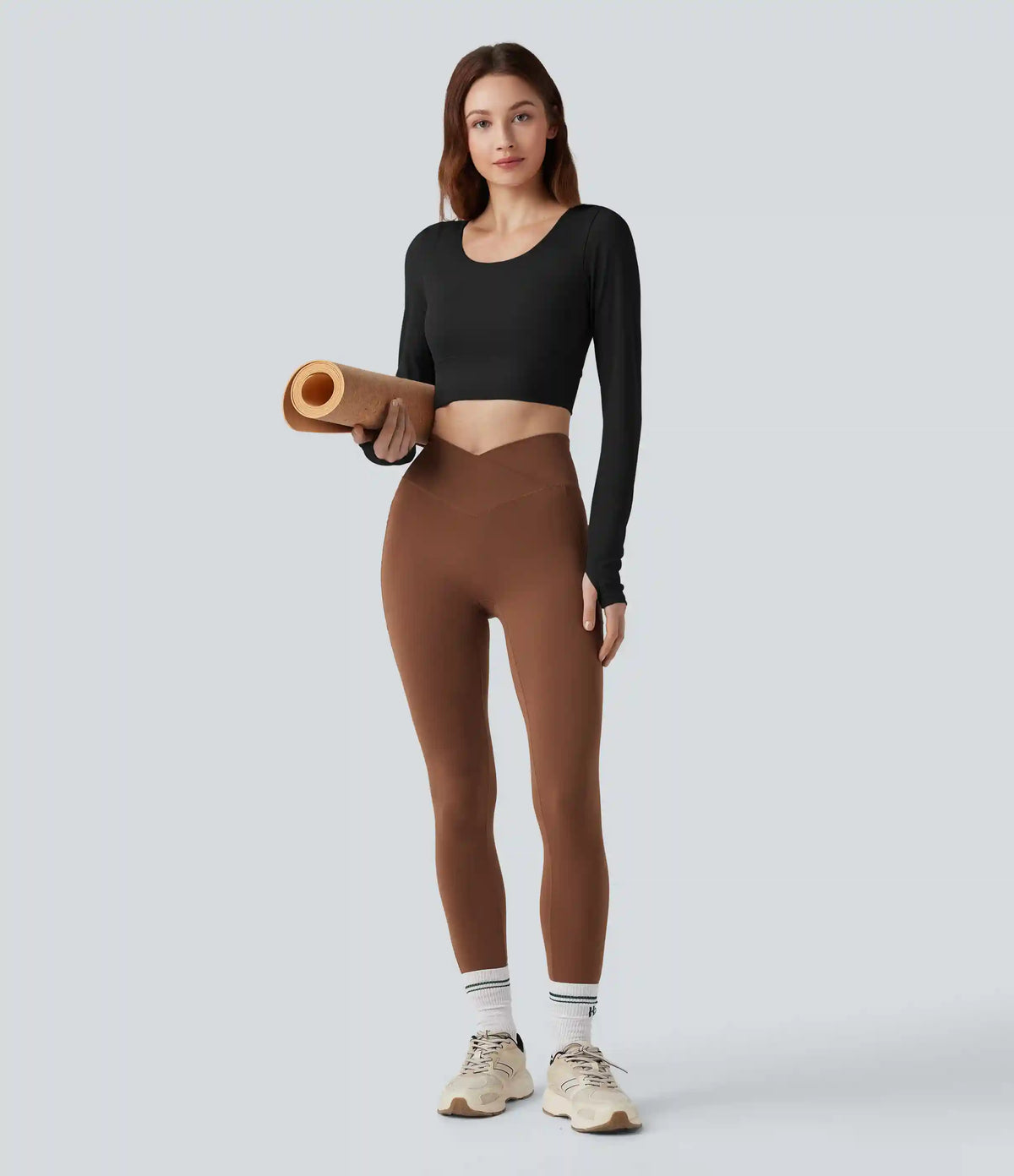 Twisted Backless Long Sleeve Thumb Holes Cropped Yoga Sports Top