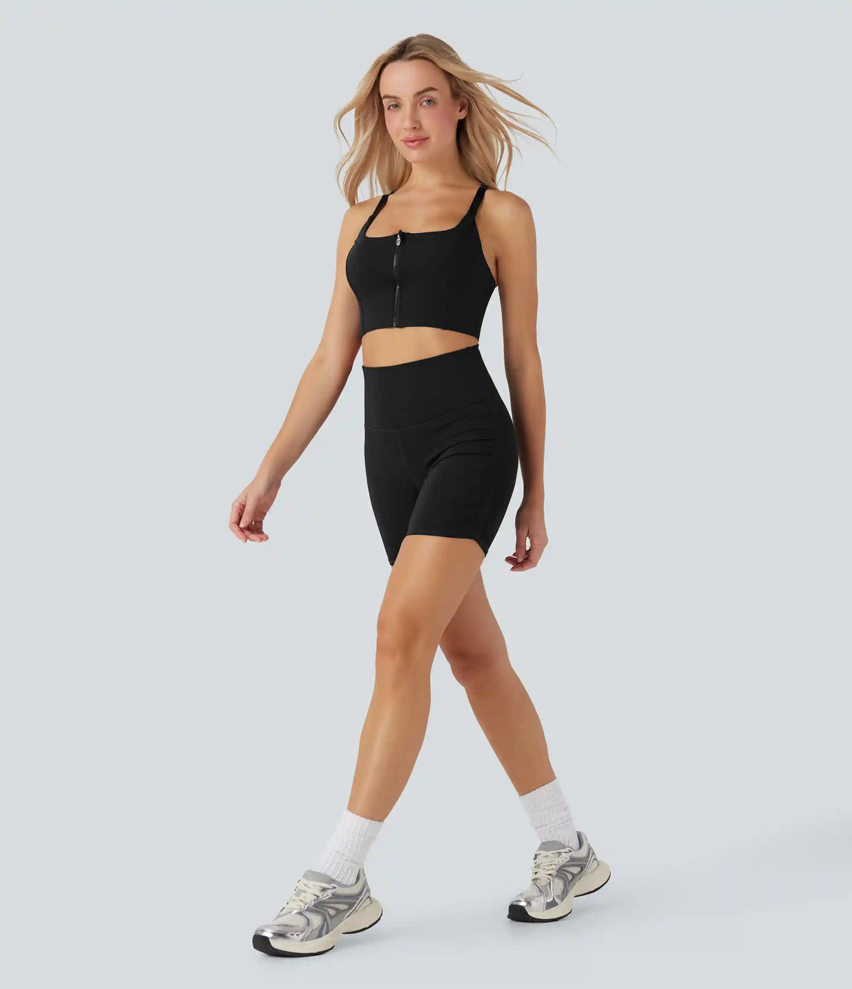 SoftlyZero™ QuickDry High-Waisted Tummy-Control Ruched Running Biker Shorts 5''