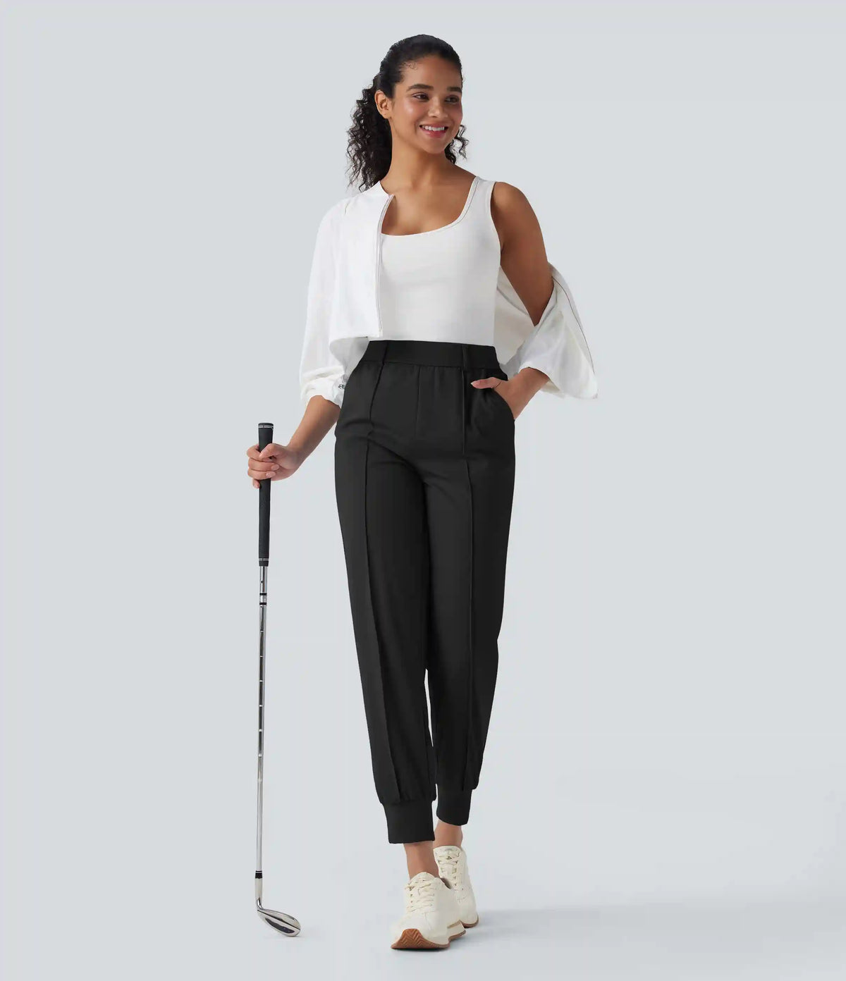 High Waisted Pockets Quick Dry Golf Joggers-Golf Tee Pocket-UPF40+