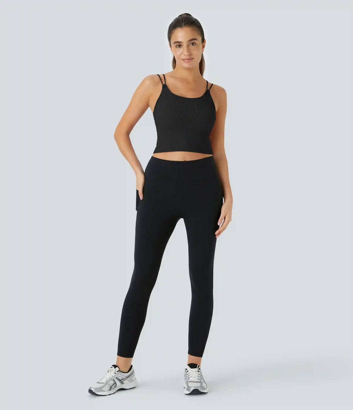 OneForm Seamless Flow Double Straps V Back Cropped Running Cami Top