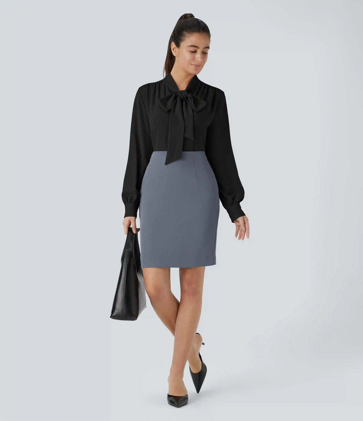 Tie Neck Long Sleeve Work Blouse