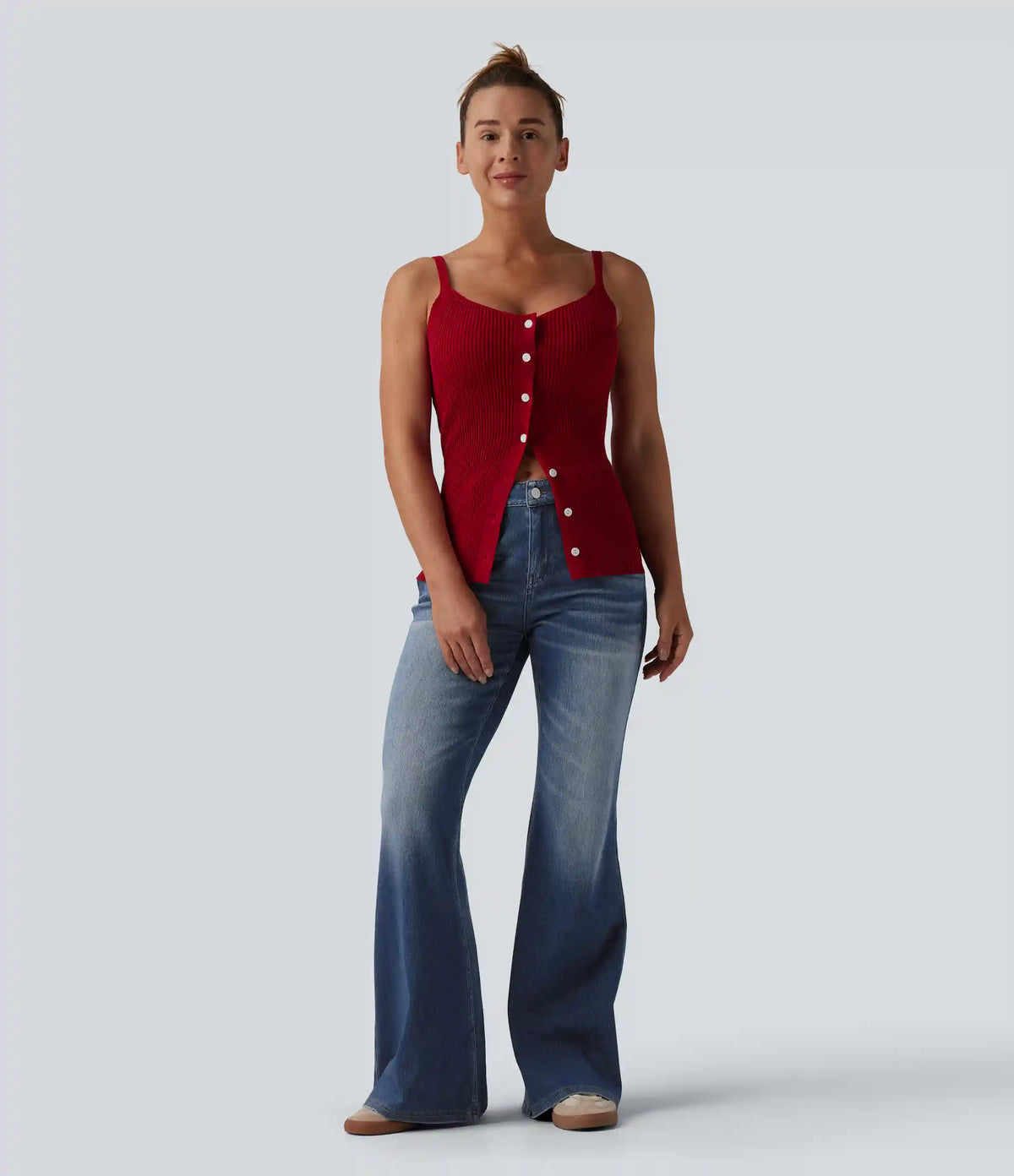 Halara Flex™ Mid Rise Washed Casual Flare Jeans with Pockets
