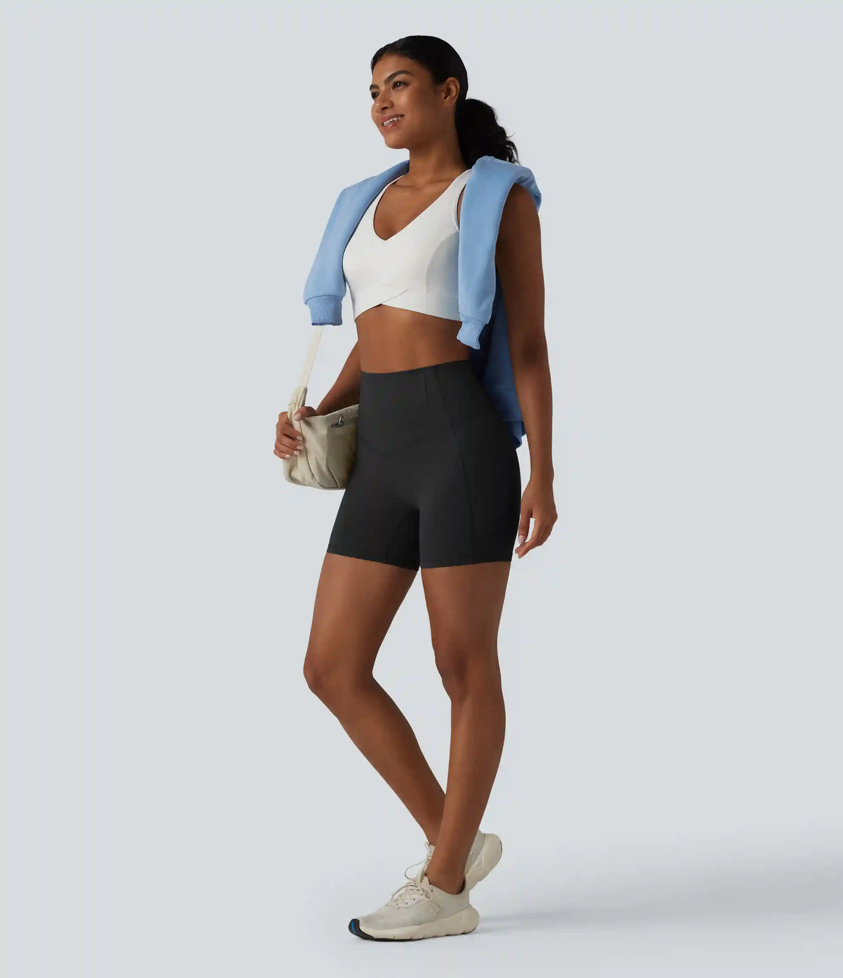 Halara UltraSculpt™ High Waisted Anti-Roll Tummy Control Shaping Workout Biker Shorts 5'' with Pockets
