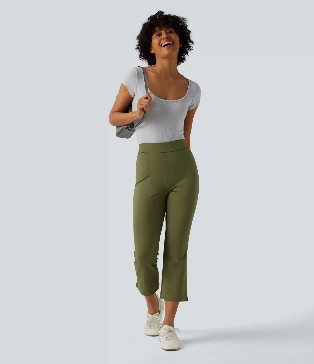 Halara Flex™ DayStretch Mid Rise Split Cropped Work Bootcut Pants with Pocket