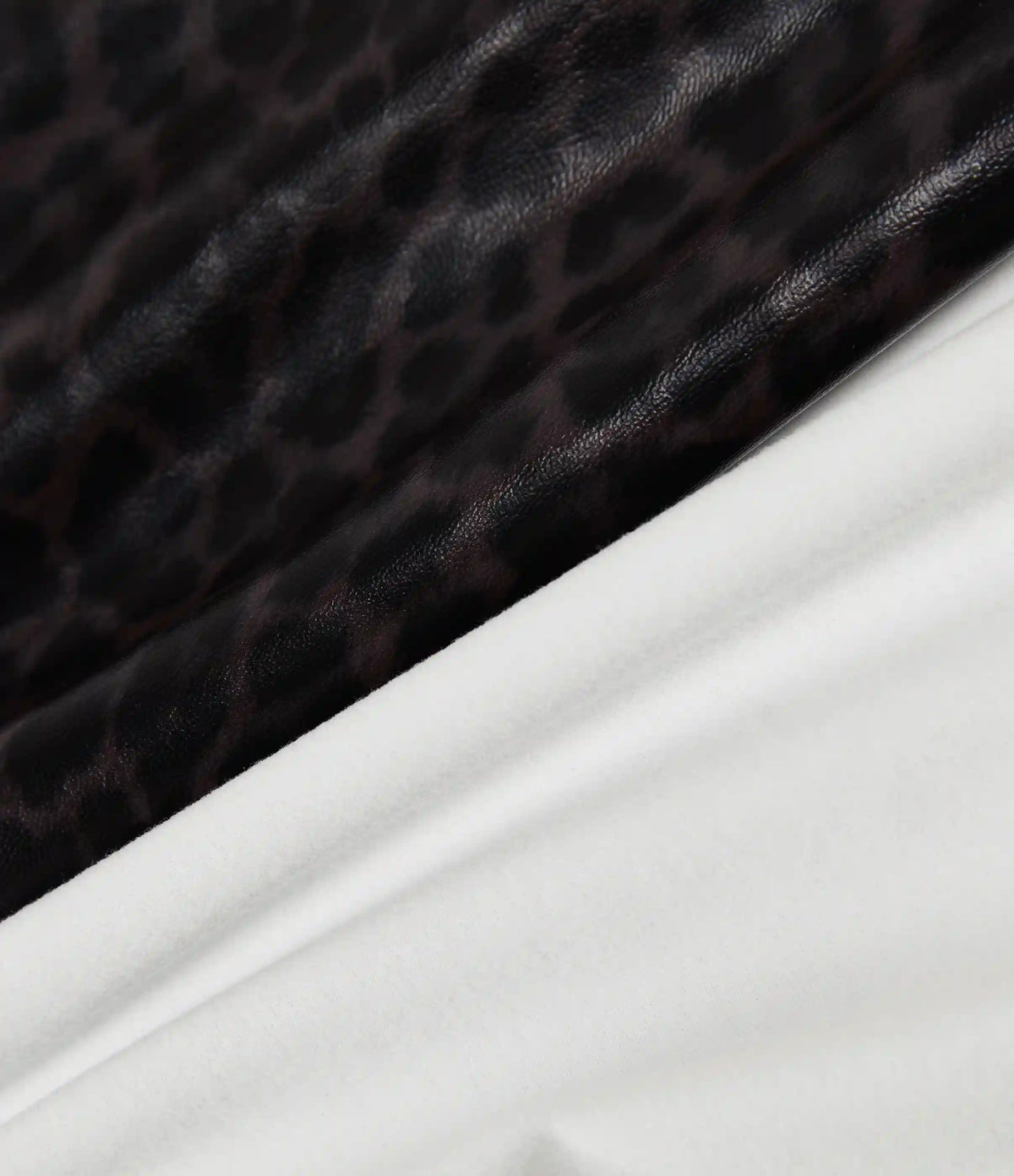 High Waisted Stretchy PU Leopard Print Leather Flare Casual Pants with Pockets