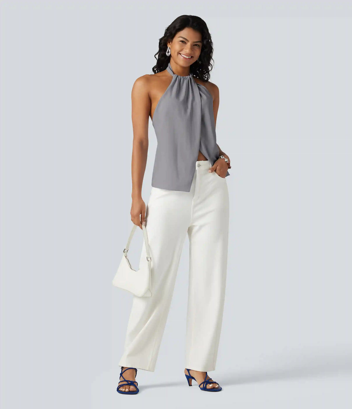Backless Tie-back Casual Halter Top