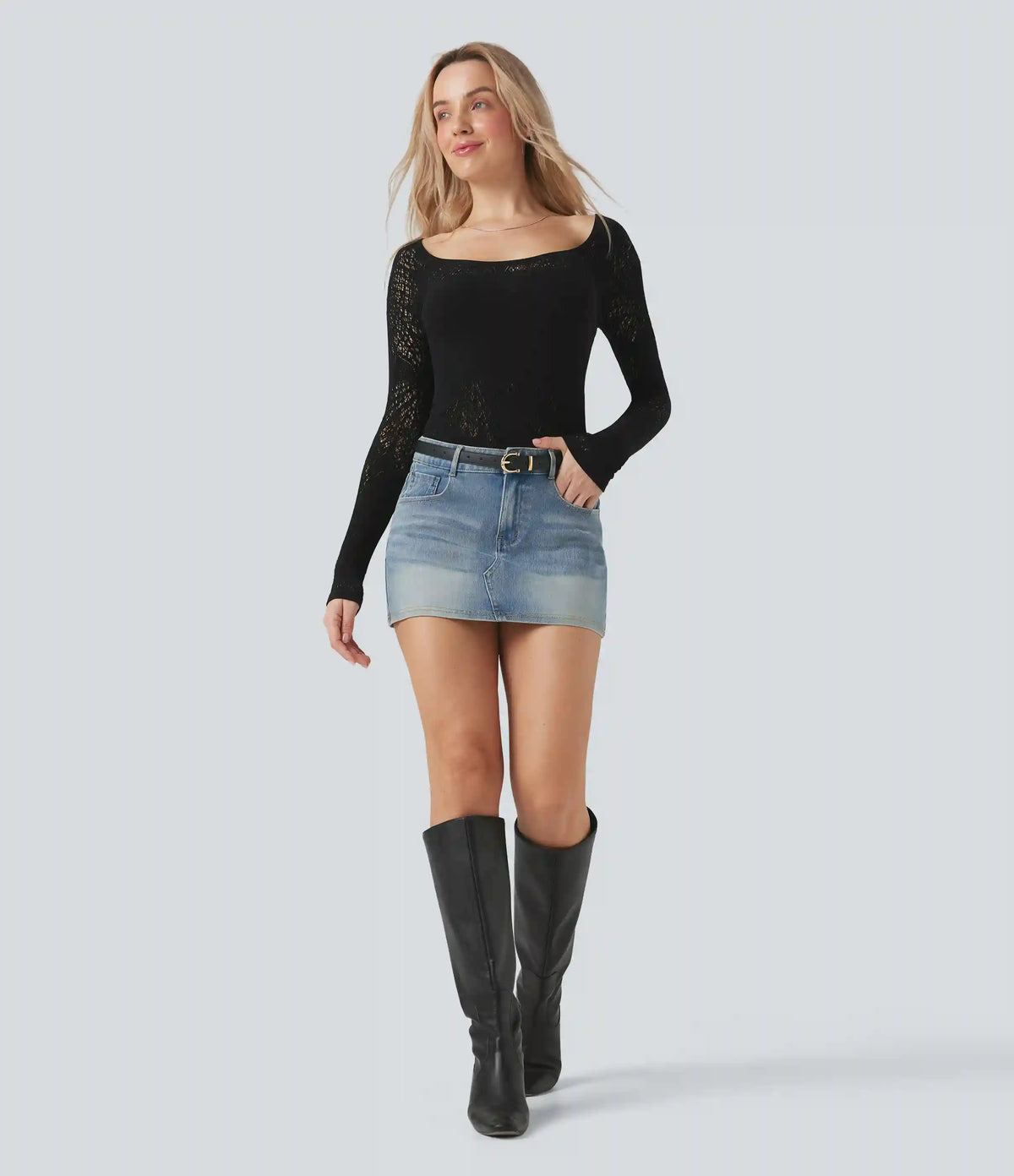 OneForm Seamless Flow Scoop Neck Cut Out Long Sleeve Casual Sports Top