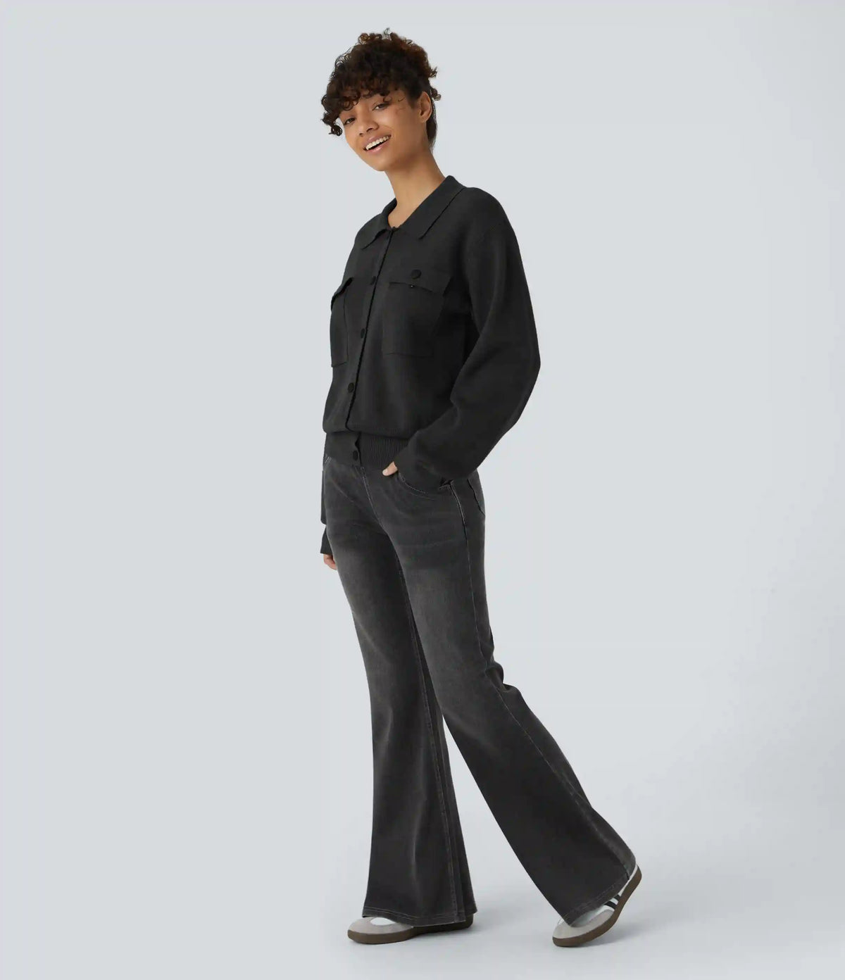 Pocket Long Sleeve Casual Sweater