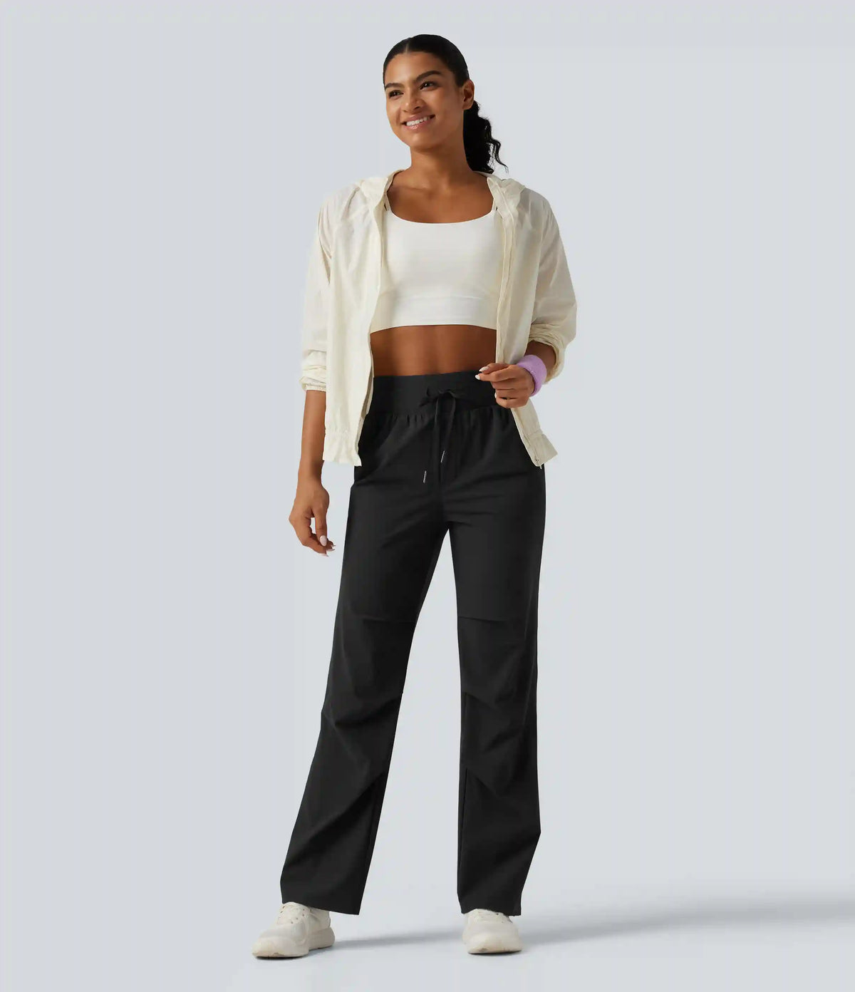 High Waisted Drawstring Quick Dry Running Pants with Pockets