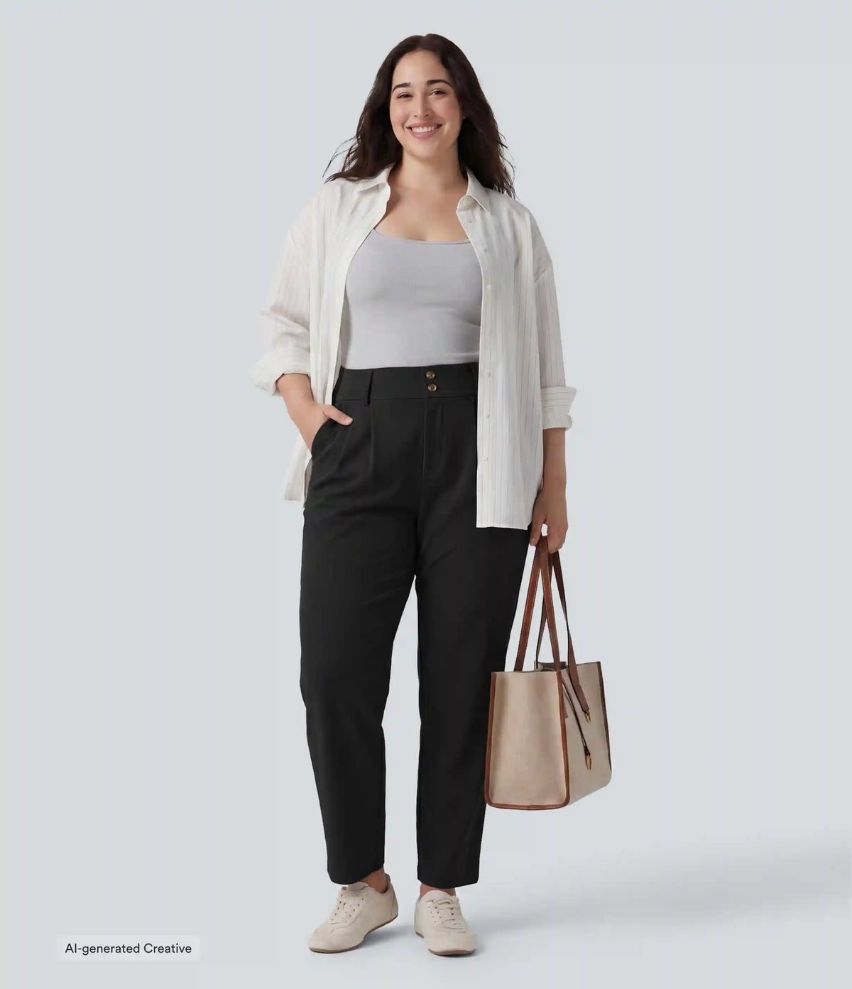 Plus Size Halara Flex™ High Waisted Tapered Waffle Work Pants with Pockets