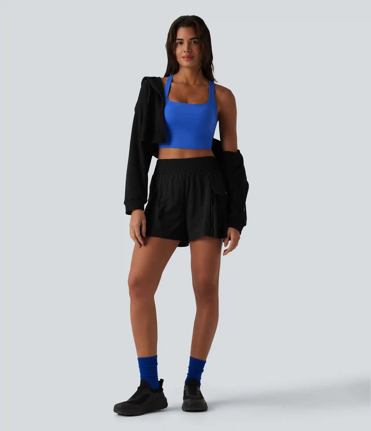 Breezeful™ High Waisted Pleated 2-in-1 Quick Dry Hiking Baggy Shorts with Pockets