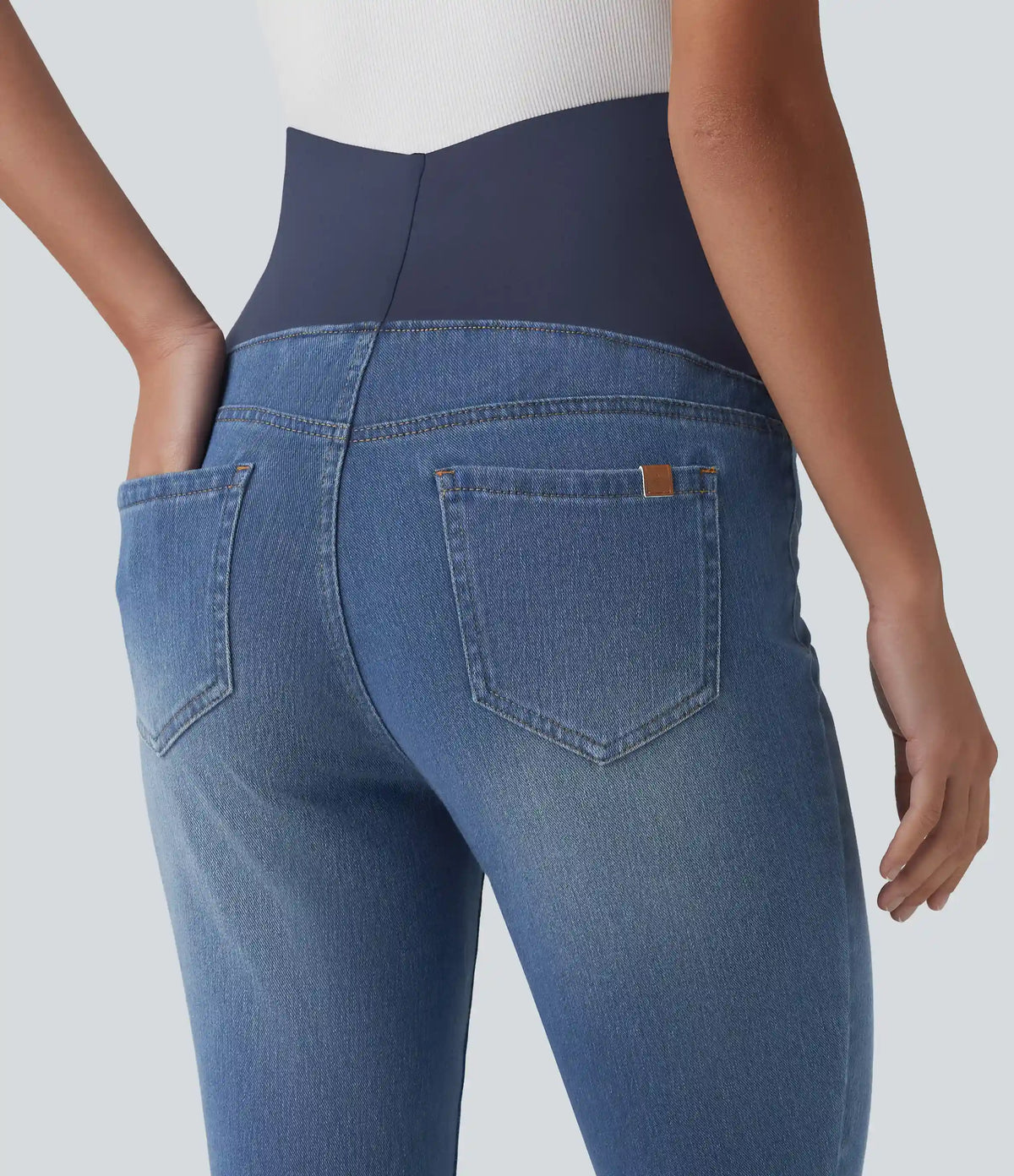 Halara Flex™ Super High Waisted Skinny 7/8 Casual Maternity Jeans with Pockets