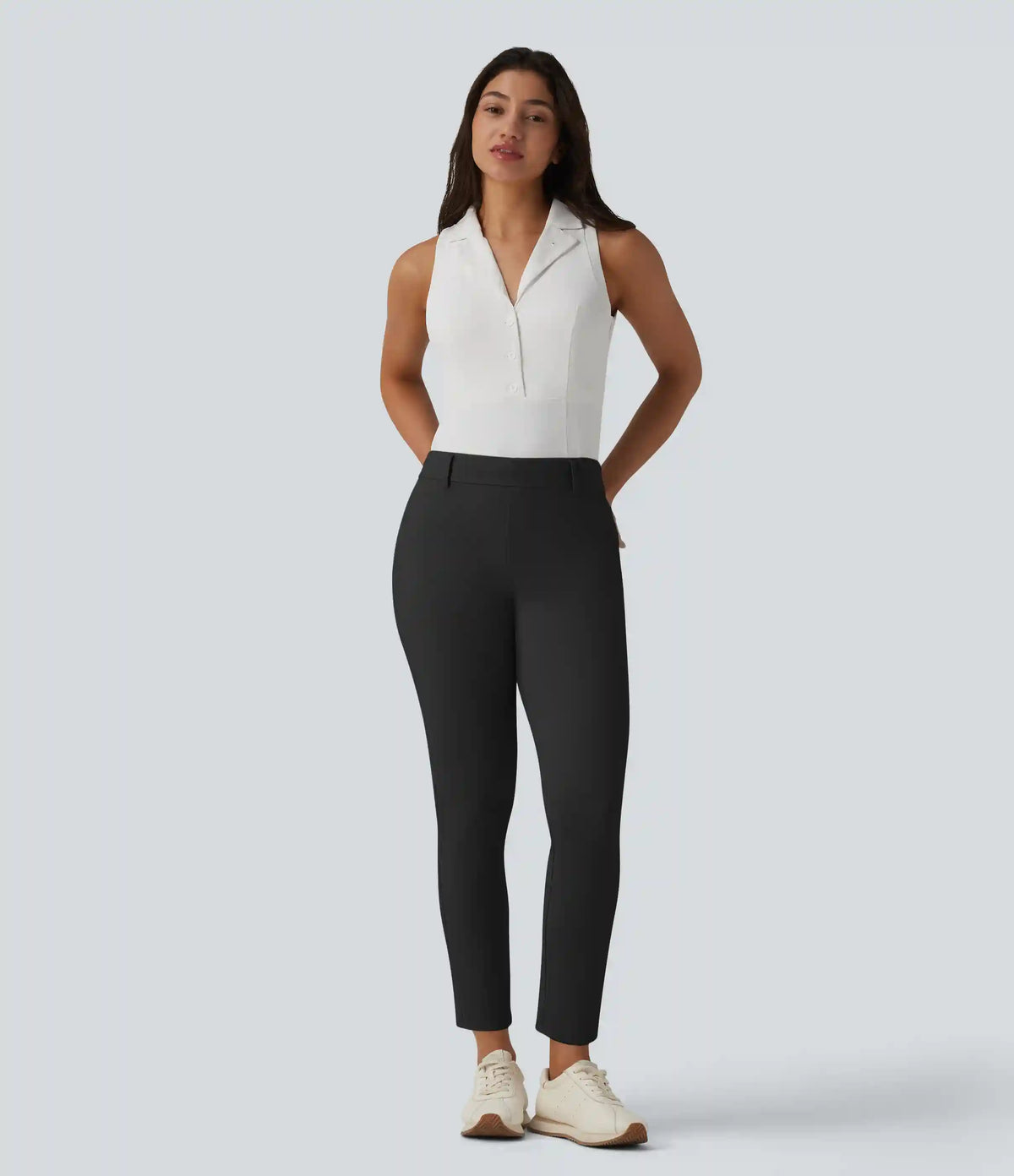 Mid Rise Quick Dry Golf Slim Pants-Golf Tee Pocket-UPF40+