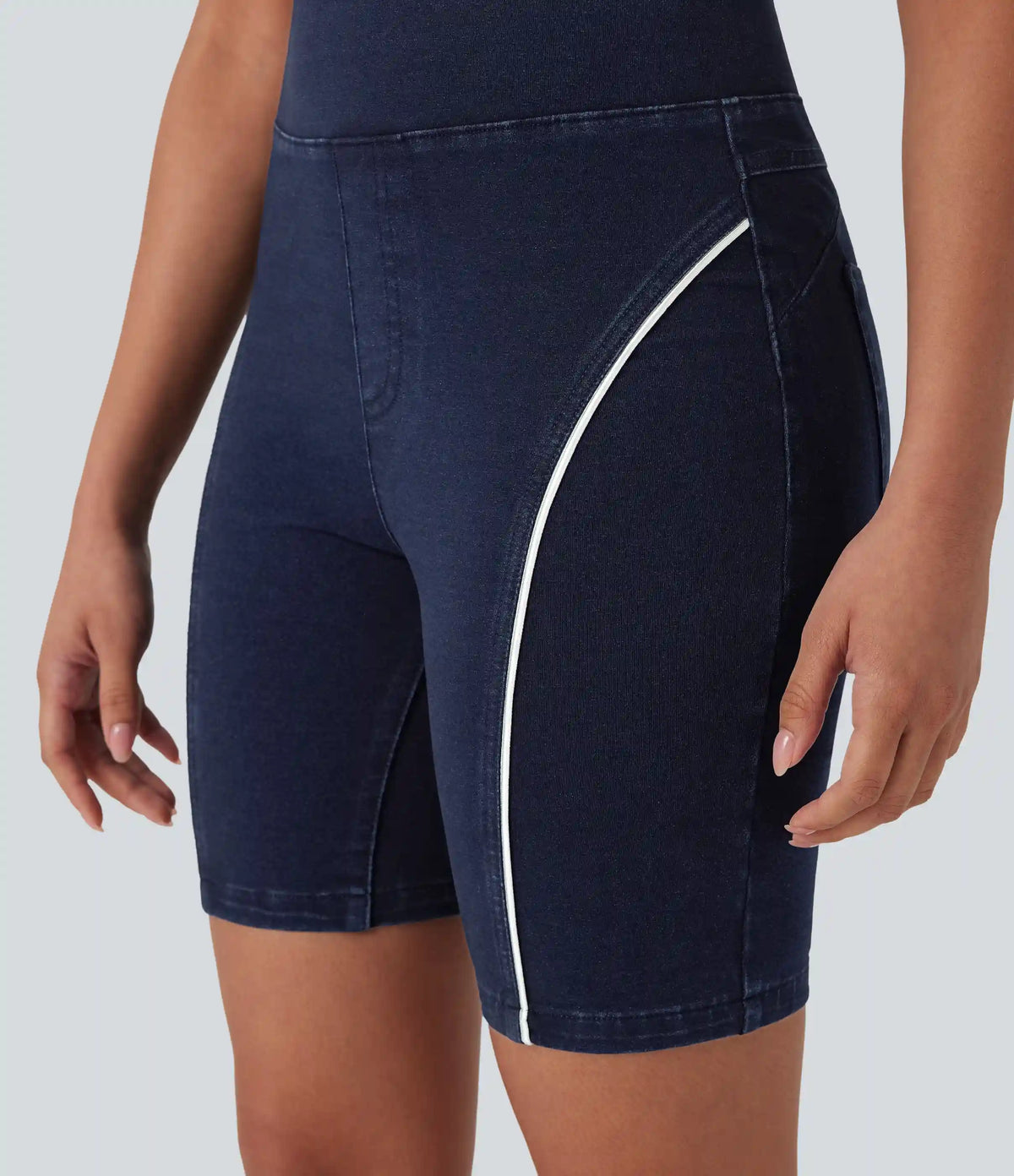 Halara Flex™ High Waisted Scrunch Butt Lifting Stretchy Knit Denim Casual Shorts with Pockets