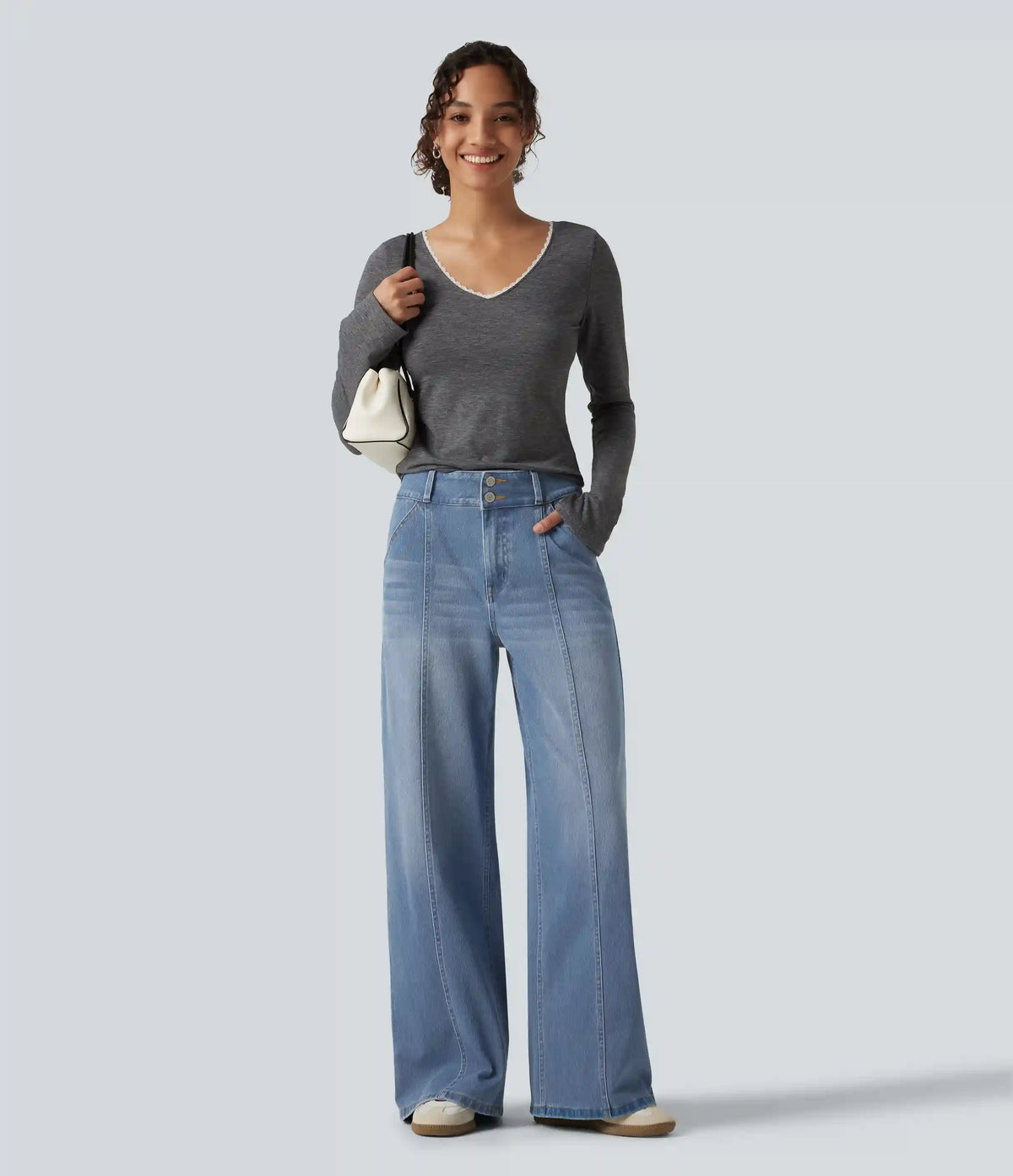 Halara Flex™ Mid Rise Wide Leg Casual Jeans with Pockets