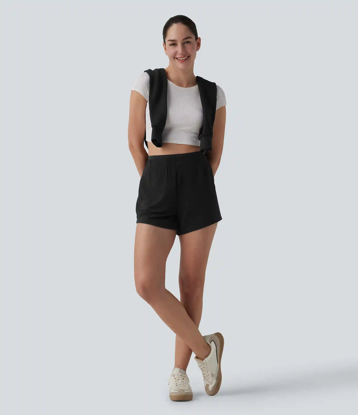 High Waisted 2-in-1 Casual Sweat Shorts 4'' with Pockets