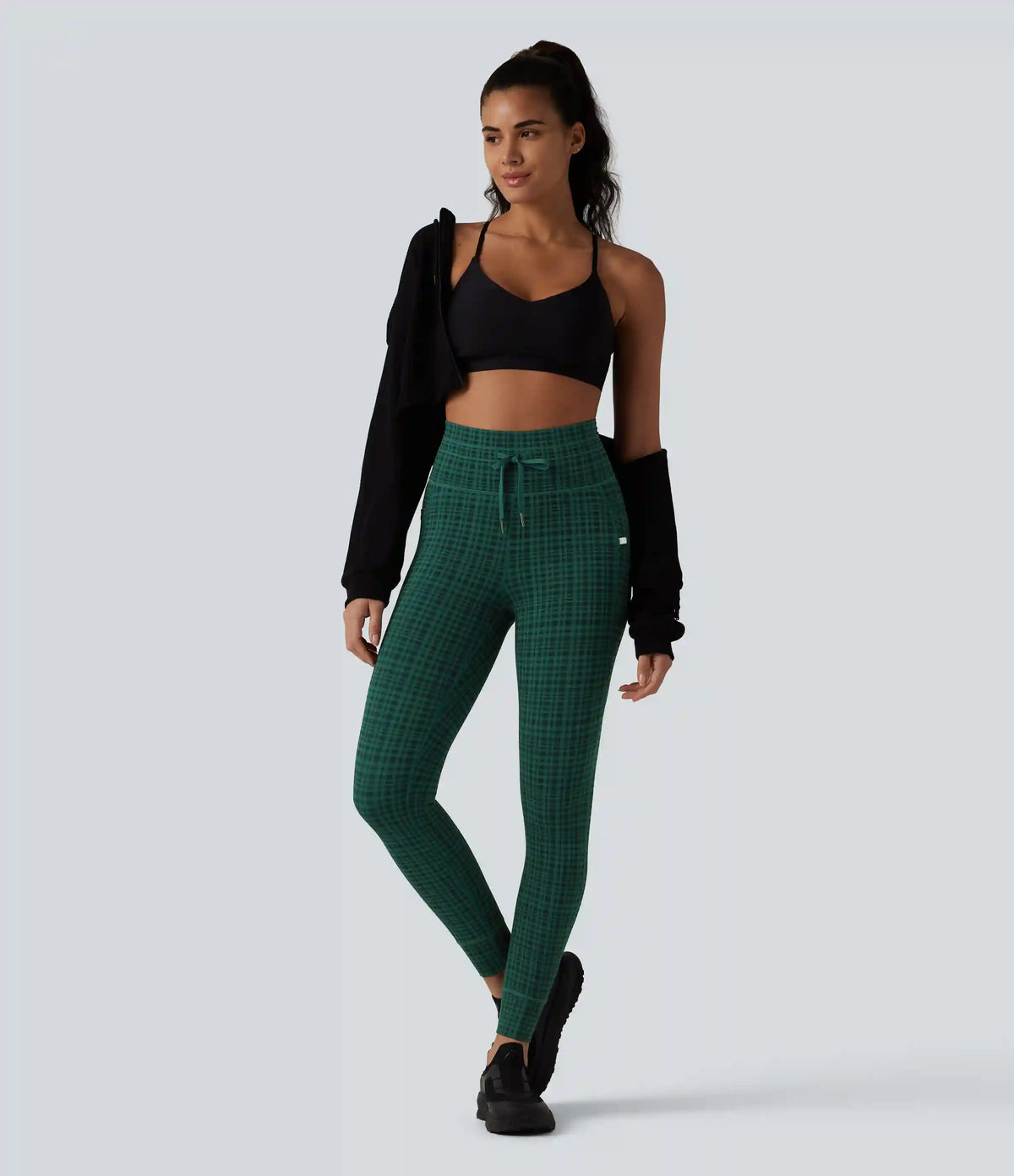 Halara UltraSculpt™ Check Plaid Print High Waisted Drawstring Yoga Leggings with Pockets
