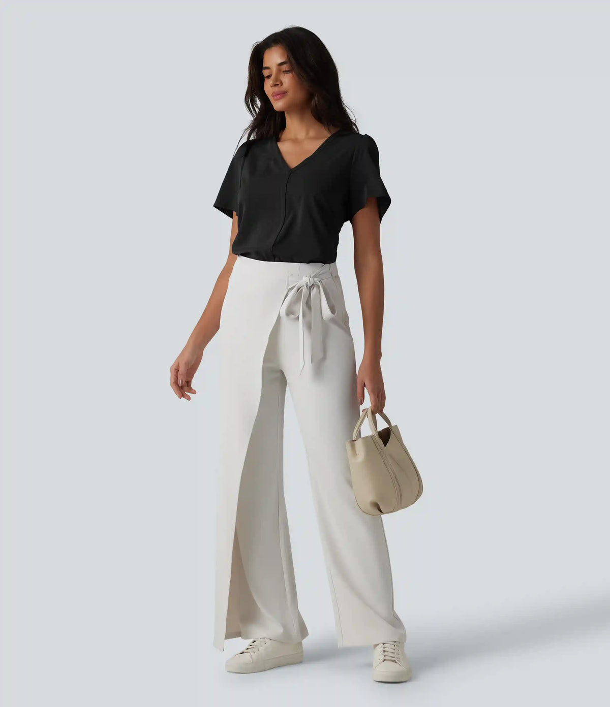 V Neck Short Sleeve Work Top