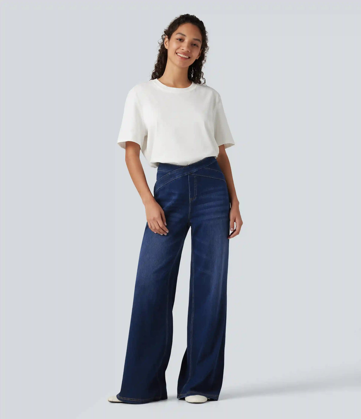 Halara Flex™ High Waisted Crossover Bootcut Casual Jeans with Pockets