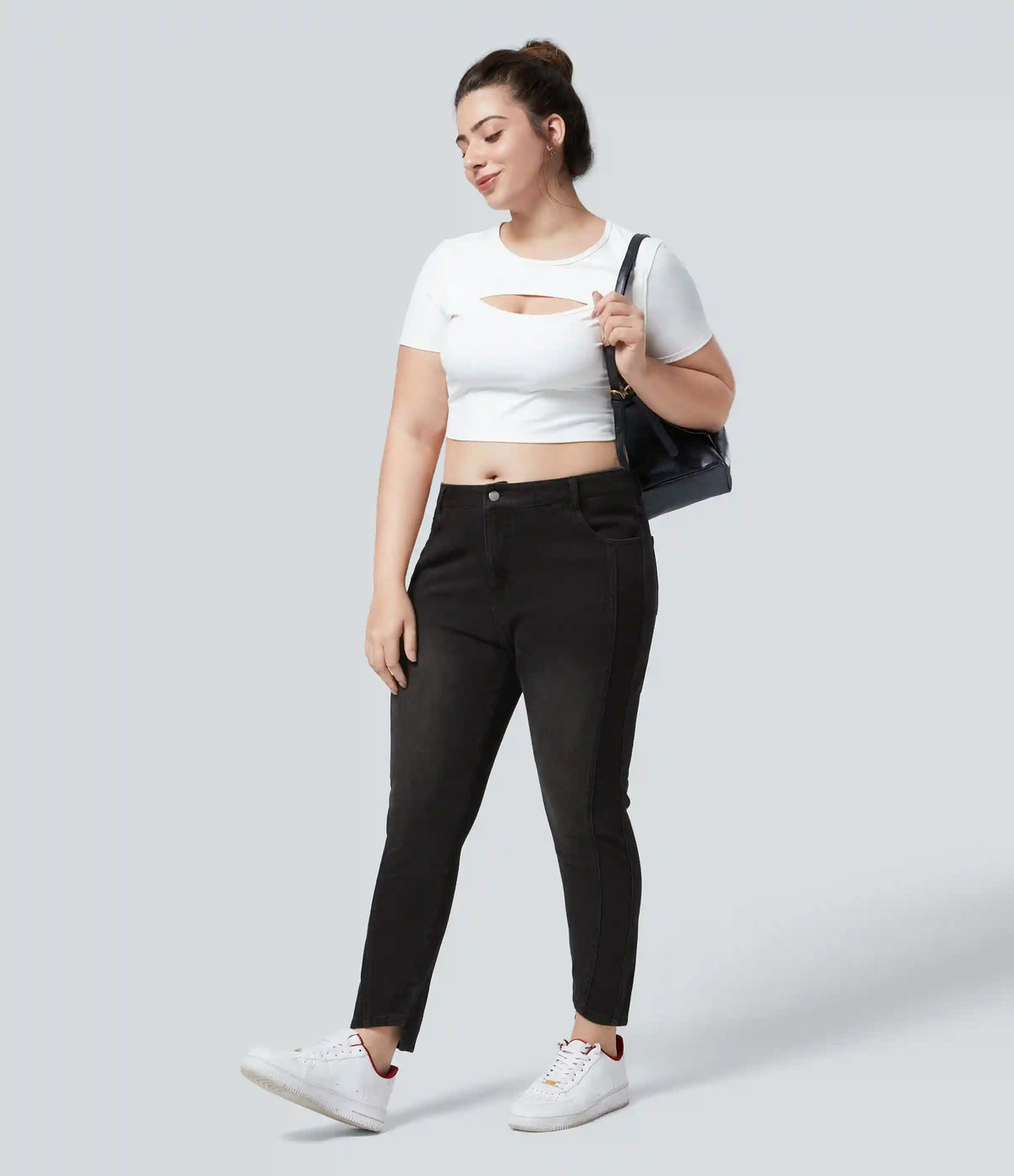 Halara Flex™ Mid Rise Zipper Pockets Casual Plus Size Skinny Jeans