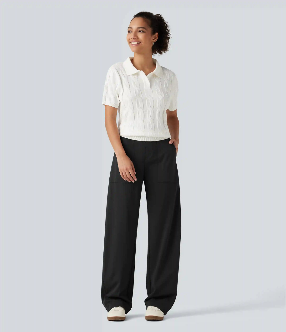 DayStretch High Waisted Barrel Leg Casual Pants with Pockets