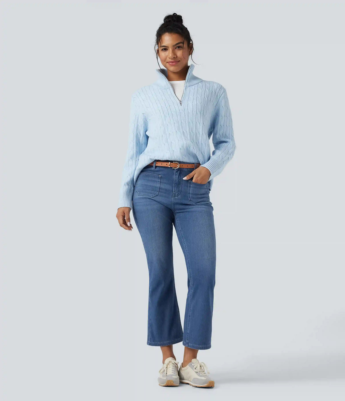 Halara Flex™ Denim Heat Mid Rise Denim Casual Bootcut Jeans with Pockets