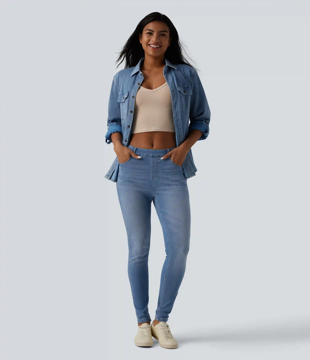 Halara Flex™ Curvy Mid Rise Skinny Casual Jeans with Pockets