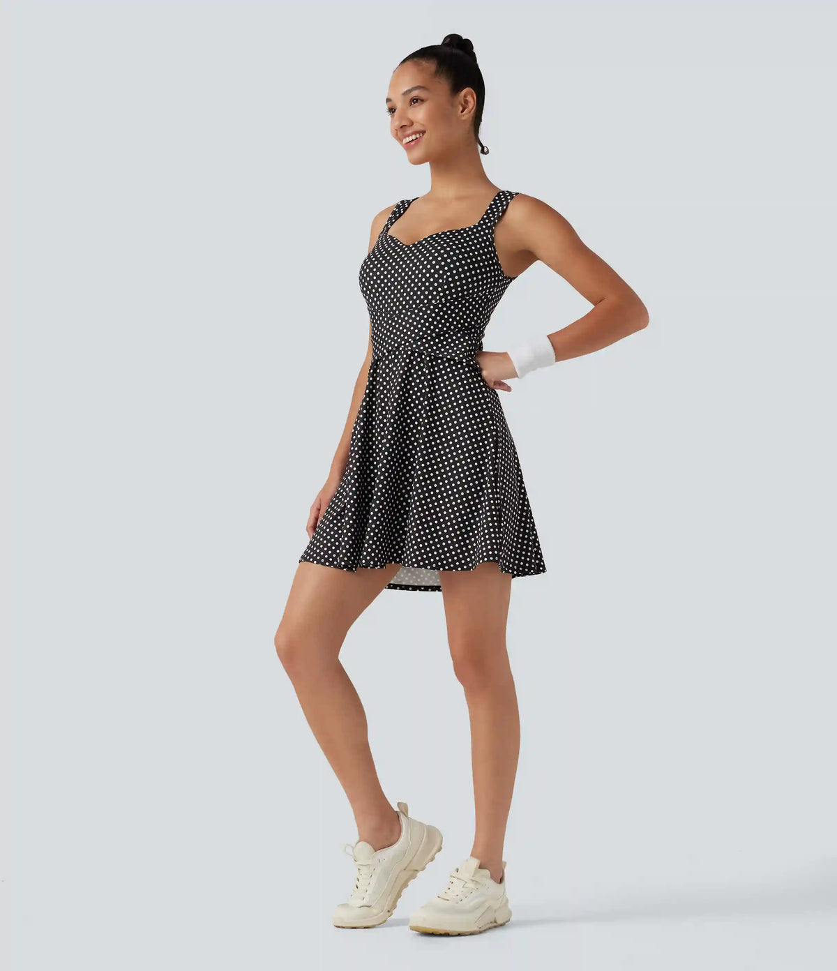 Built-in Bra 2-in-1 Polka Dot Mini Tennis Active Dress with Pockets-Easy Peezy Edition