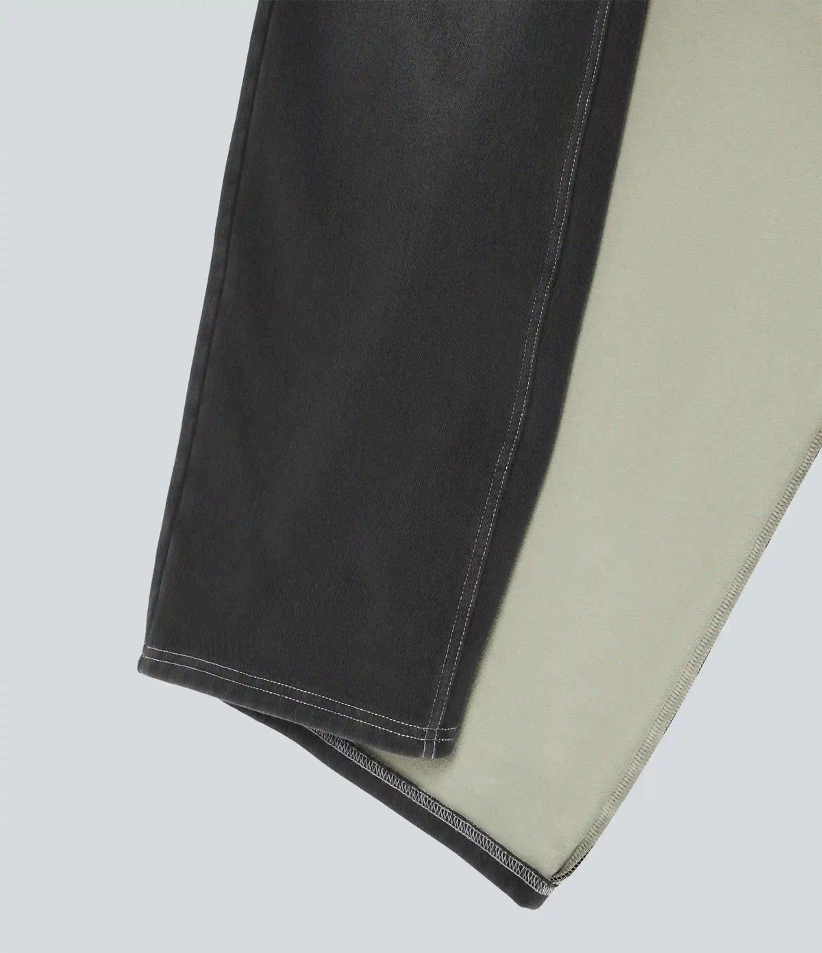 Mid Rise Asymmetric Straight Leg Fleece Casual Jeans with Pockets
