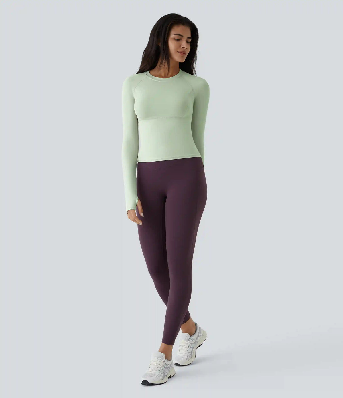 Solid Thumb Hole Yoga Sports Top