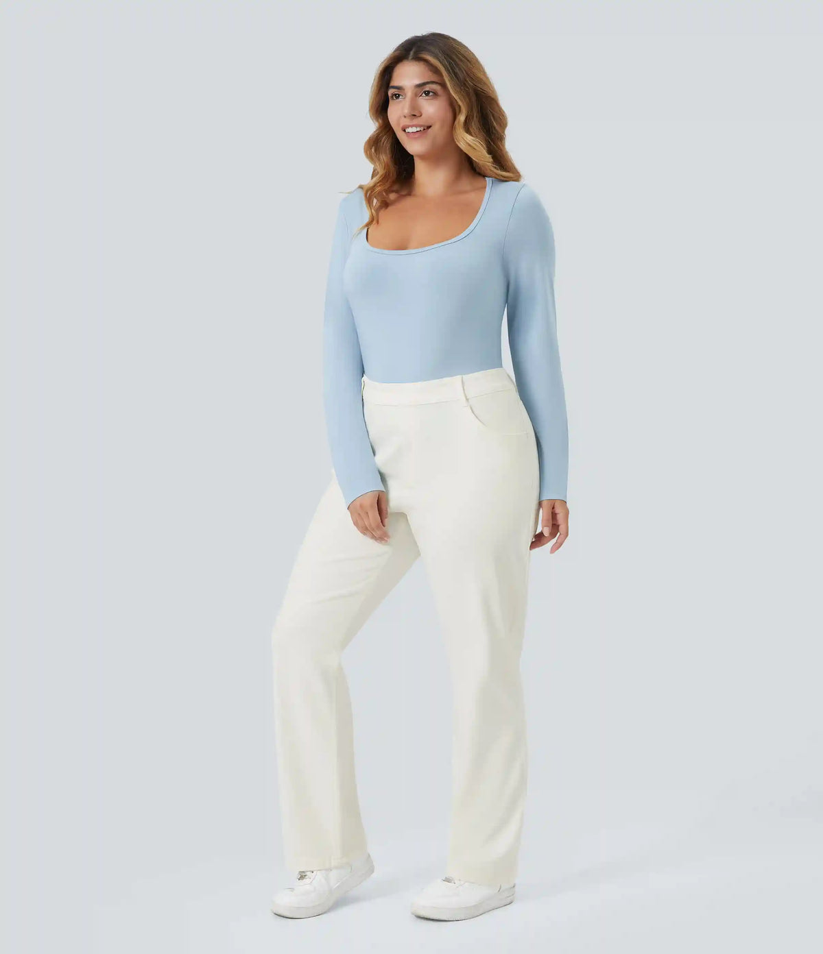 Halara Flex™ High Waisted Pockets Straight Leg Washed Casual Plus Size Jeans