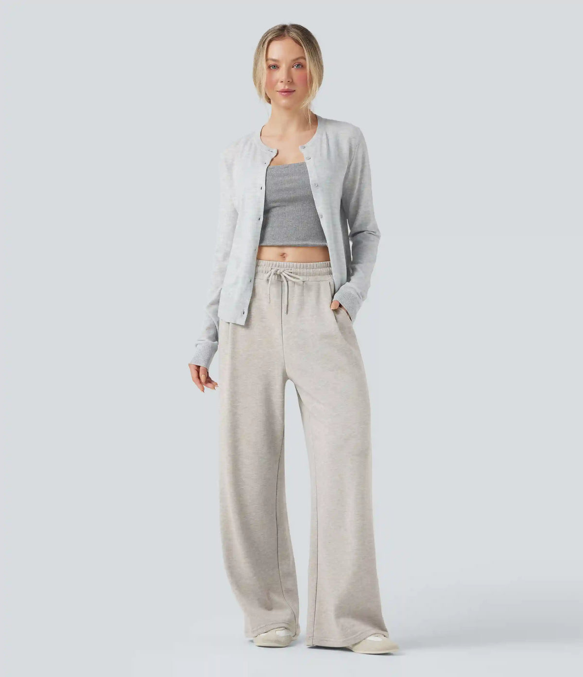 Mid Rise Drawstring Casual Cotton Pants with Pockets