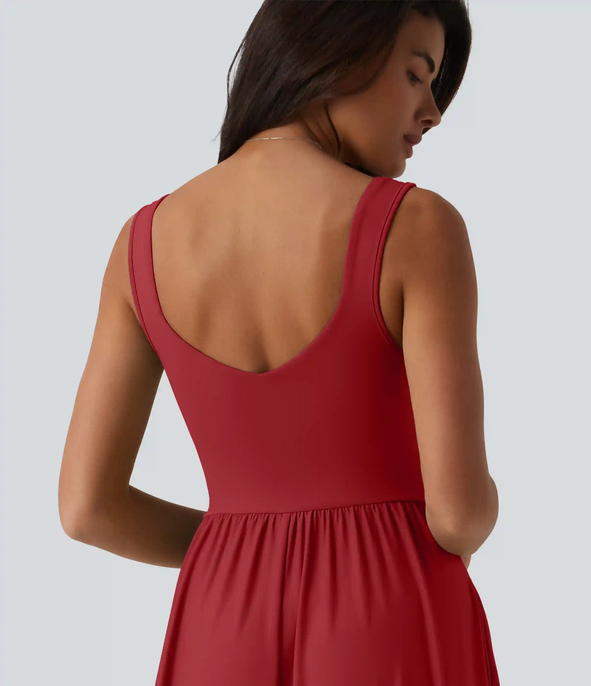 Built-in Bra Flowy Maxi Casual Dress with Pockets DD-F