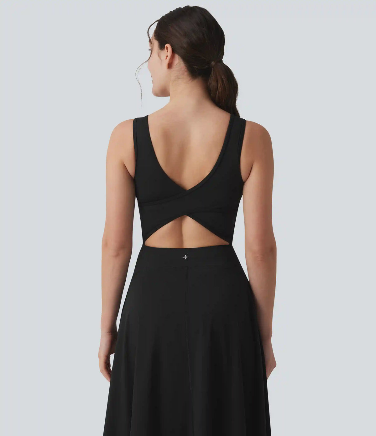Breezeful™ Square Neck Crisscross Backless Built-in Bra 2-in-1 Midi Quick Dry Dance Active Dress with Pocket-Easy Peezy