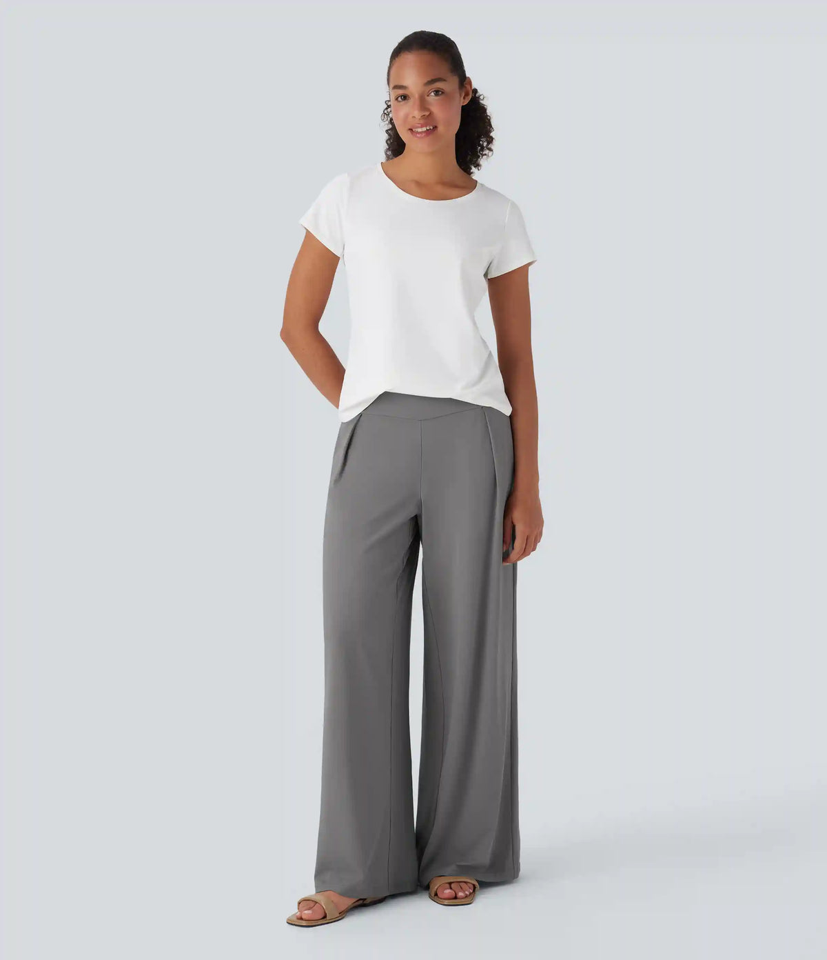 High Waisted Wide Leg Baggy Casual Pants with Pockets