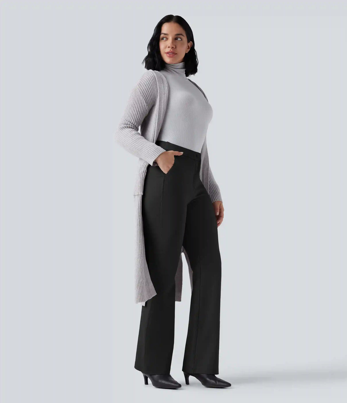 High Waisted Flare Work Pants with Pockets